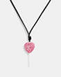 COACH®,THE LIL NAS X DROP HEART LOLLIPOP NECKLACE,Silver/Pink,Front View