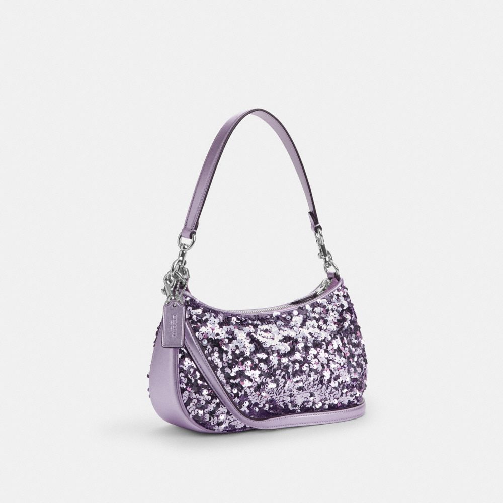 COACH®,TERI SHOULDER BAG,Medium,Silver/Lilac,Angle View