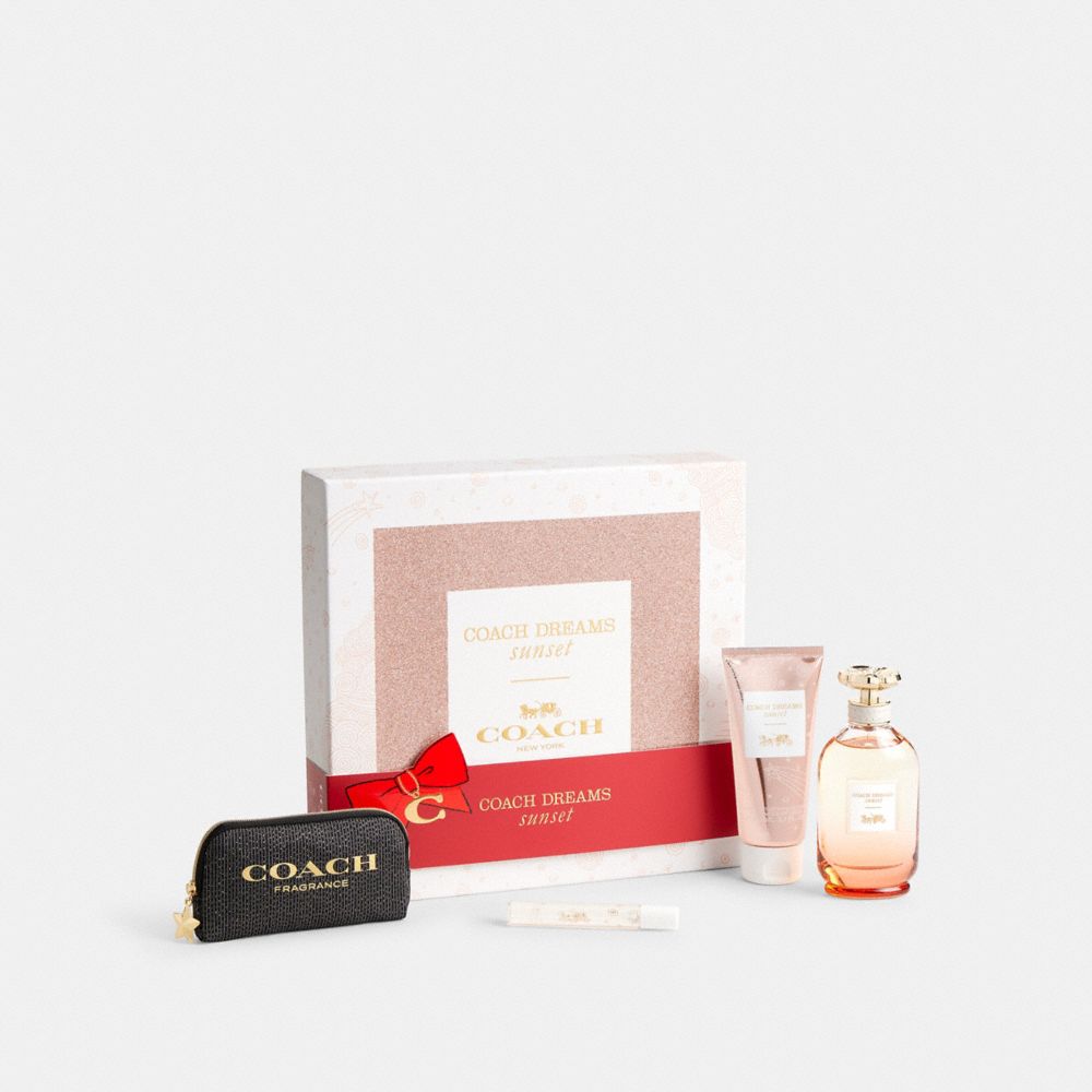 COACH®,Dreams Sunset Eau De Parfum 4 Piece Gift Set,Perfume,Moisturizer,Set,Travel Size,,Front View