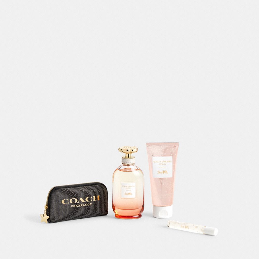 COACH®,Dreams Sunset Eau De Parfum 4 Piece Gift Set,Perfume,Moisturizer,Set,Travel Size,,Front View