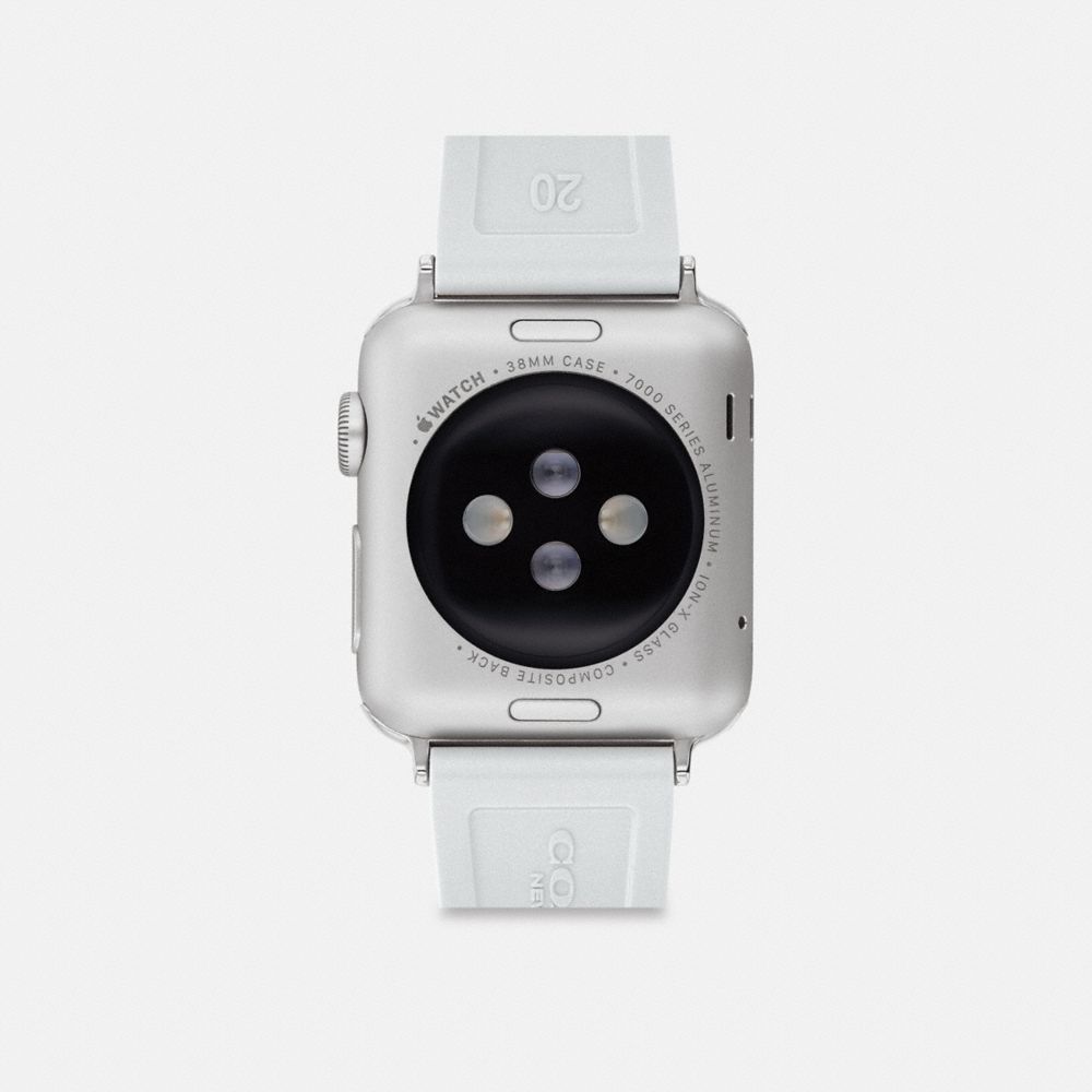 COACH®,Apple Watch® Strap, 38 Mm, 40 Mm And 41 Mm,Watch Strap,Silicone,Rubber,Casual,White,Back View