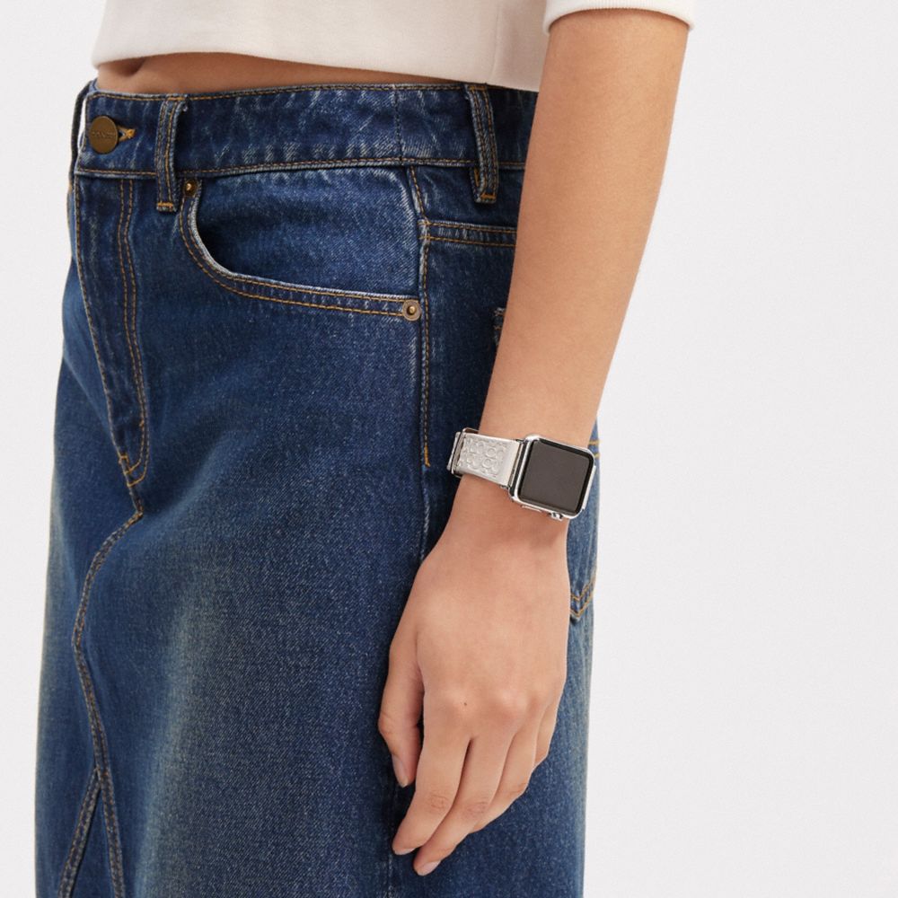 COACH®,Apple Watch® Strap, 38 Mm, 40 Mm And 41 Mm,Watch Strap,Silicone,Rubber,Casual,White,Detail View