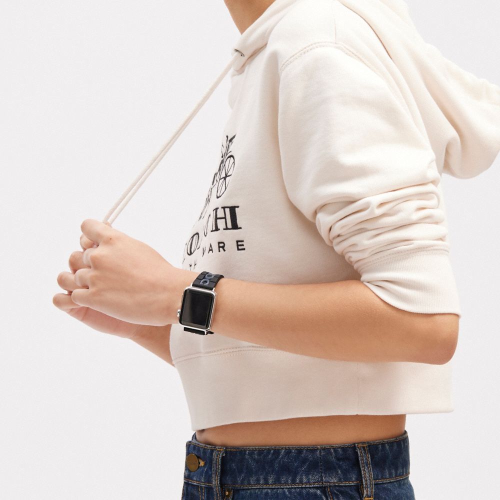COACH®,BRACELET APPLE WATCH®, 38 MM, 40 MM ET 41 MM,Noir,Detail View
