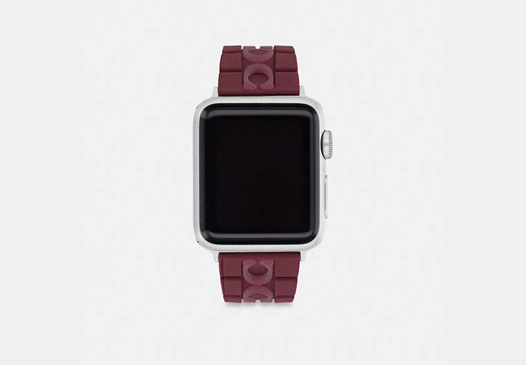 COACH®,APPLE WATCH® STRAP, 38MM, 40MM AND 41MM,Burgundy,Front View
