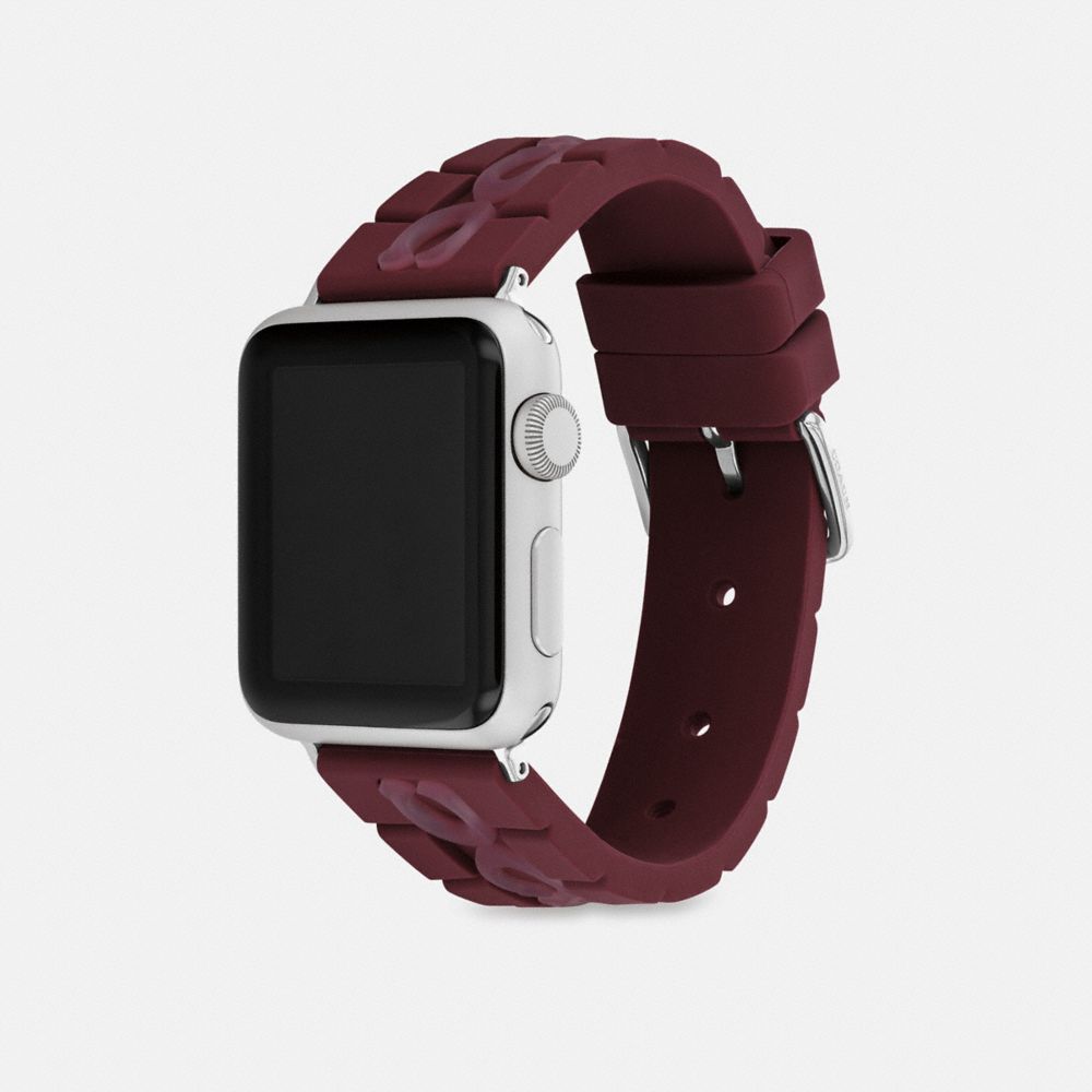 COACH®,APPLE WATCH® STRAP, 38MM, 40MM AND 41MM,Burgundy,Angle View