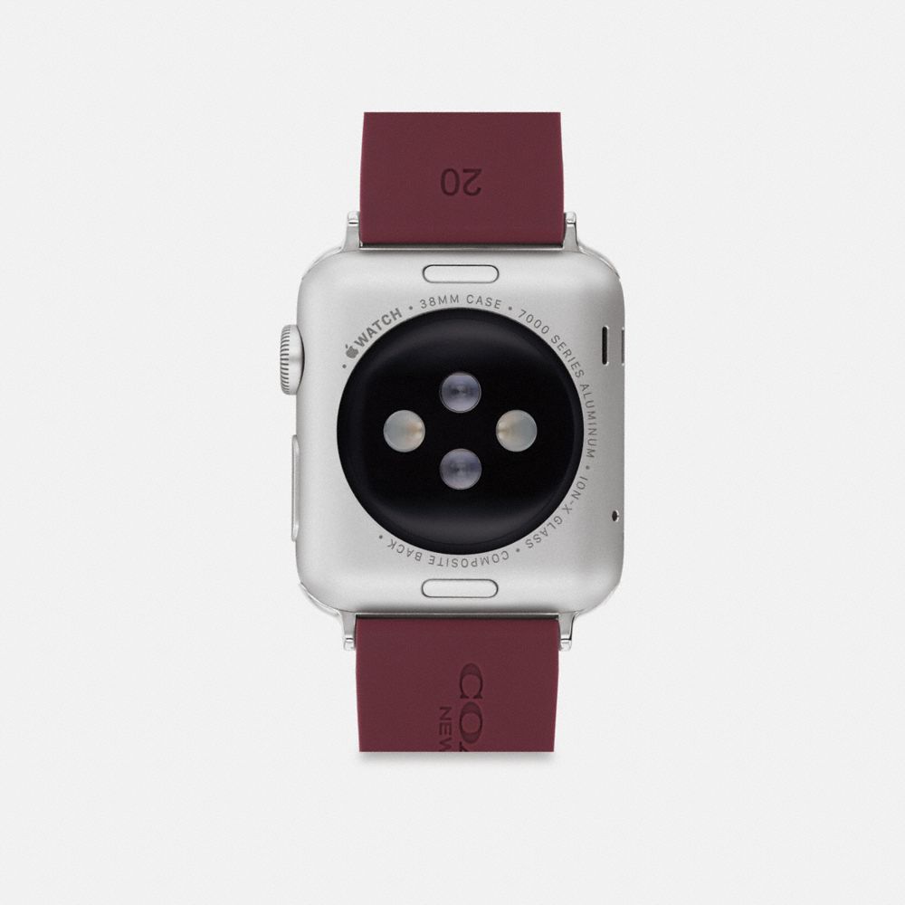 COACH®,APPLE WATCH® STRAP, 38MM, 40MM AND 41MM,Burgundy,Back View