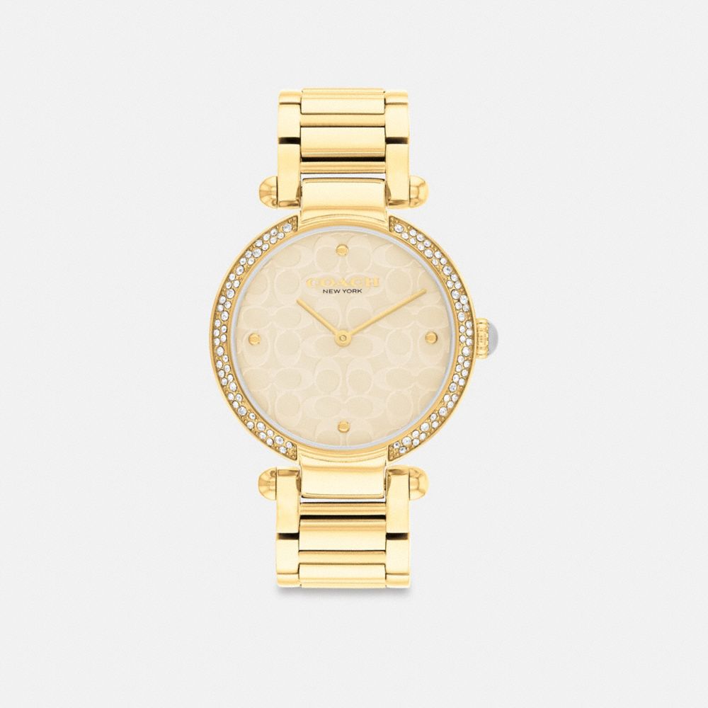 COACH®,CARY WATCH, 34MM,Gold,Front View