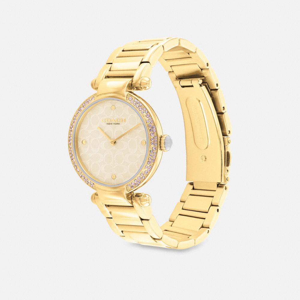 COACH®,CARY WATCH, 34MM,Gold,Angle View