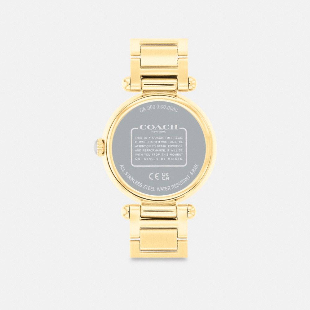 COACH®,CARY WATCH, 34MM,Gold,Back View