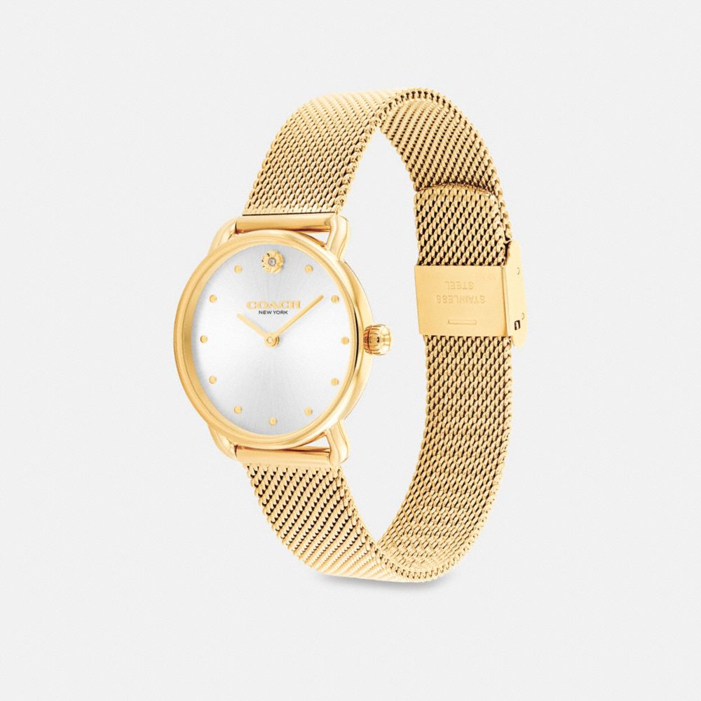 COACH®,ELLIOT WATCH, 28MM,Gold,Angle View