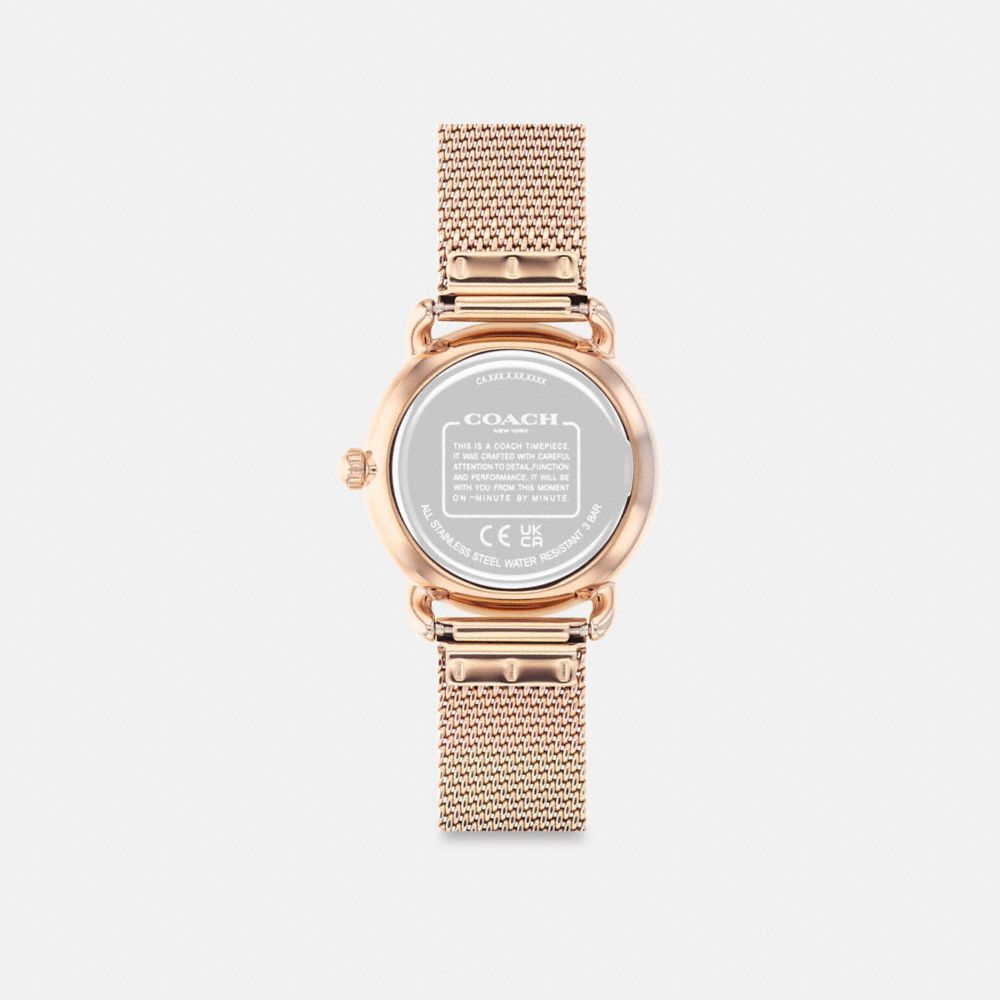 COACH®,ELLIOT WATCH, 28MM,Rose Gold,Back View