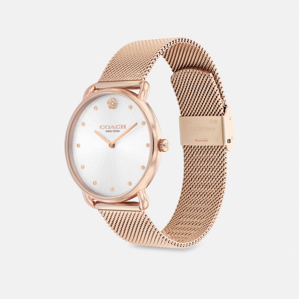 COACH®,ELLIOT WATCH, 36MM,Tea Rose,Rose Gold,Angle View