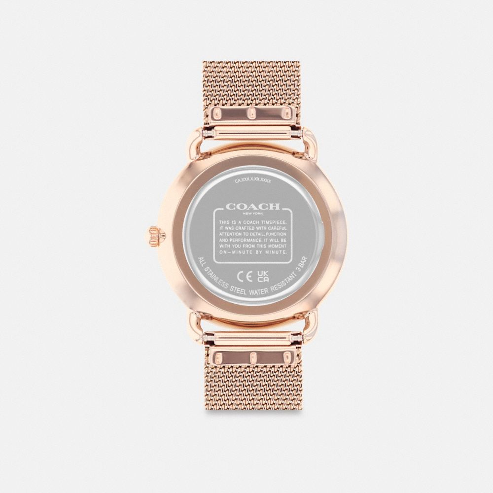 COACH®,ELLIOT WATCH, 36MM,Tea Rose,Rose Gold,Back View