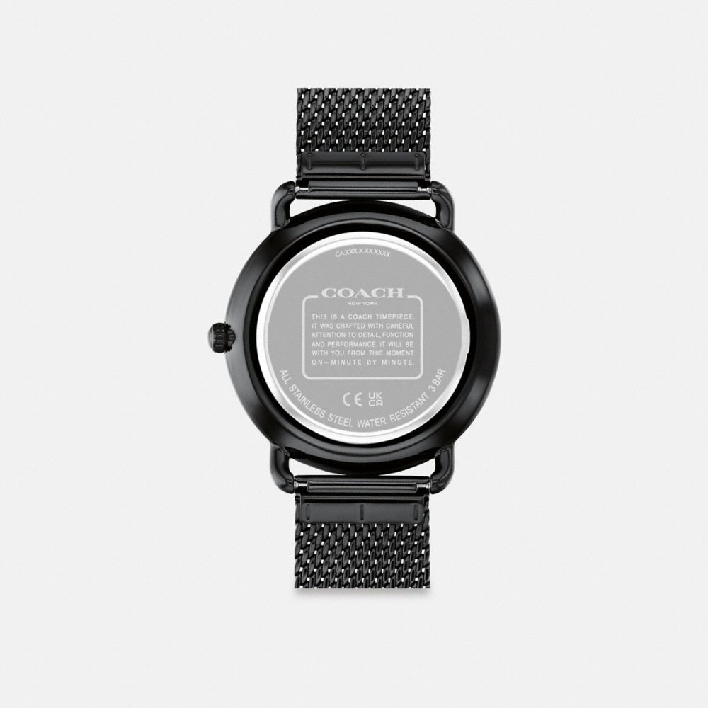 COACH®,MONTRE ELLIOT, 41 MM,Black-out/Noir,Back View