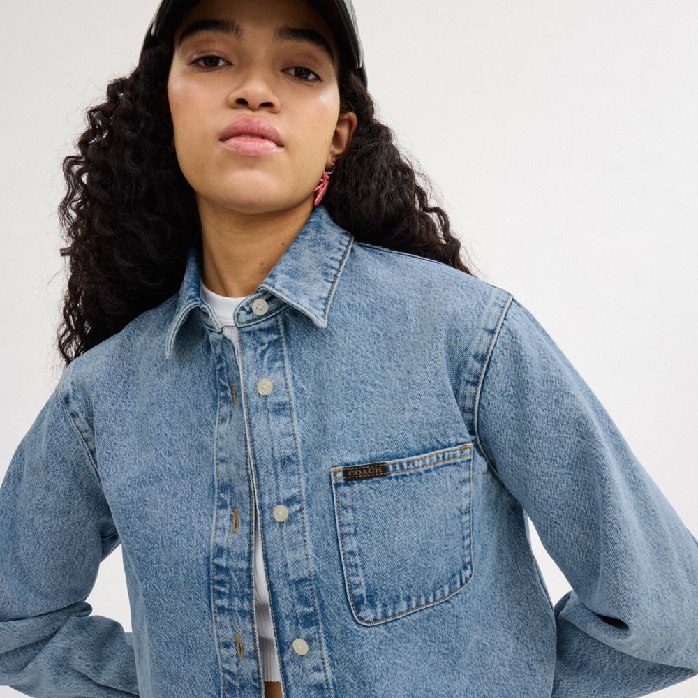 Cropped Denim Button Down