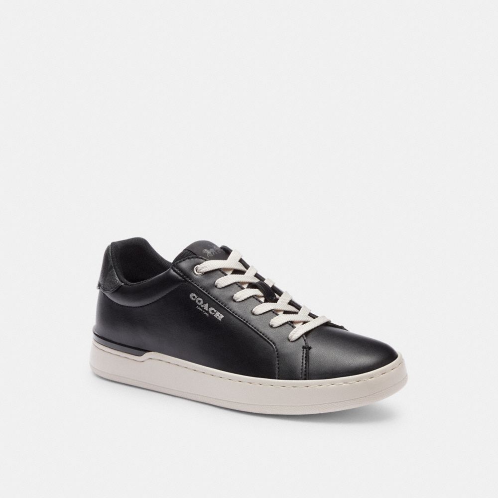 COACH®,CLIP LOW TOP SNEAKER,Black / Charcoal,Front View