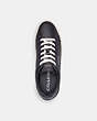 COACH®,CLIP LOW TOP SNEAKER,Leather,Black / Charcoal,Inside View,Top View