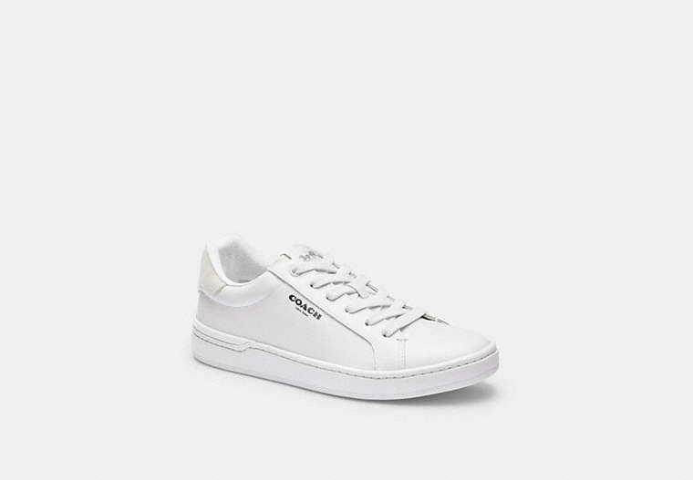 COACH®,CLIP LOW TOP SNEAKER,Leather,Optic White/Chalk,Front View image number 0