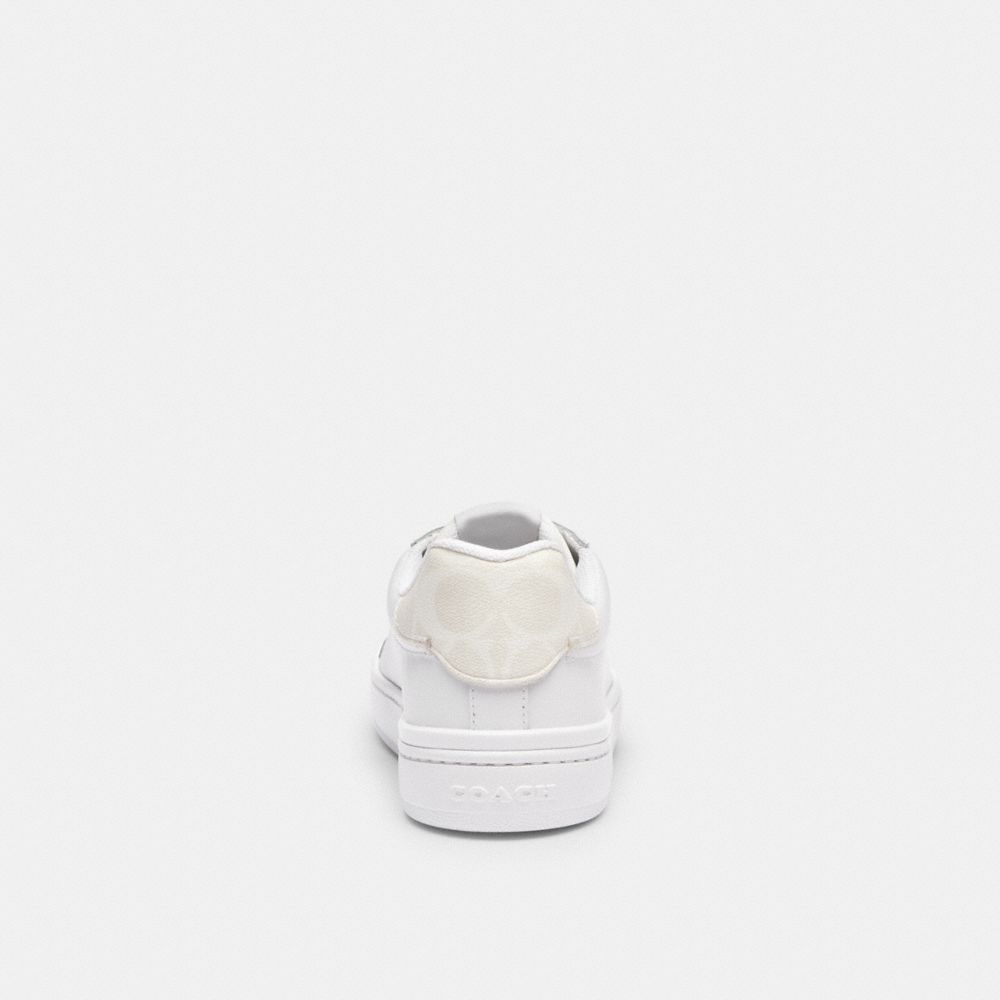COACH®,Clip Low Top Sneaker,Leather,Canvas,Rubber,Casual,Logo,Casual,White,Alternate View