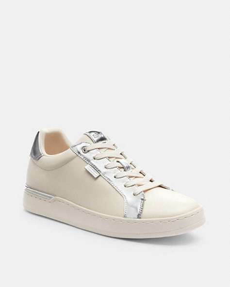 COACH®,LOWLINE LOW TOP SNEAKER,Leather,Chalk/Silver,Front View