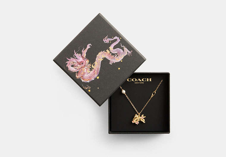 Coach Outlet New Year Pendant Necklace With Dragon In Gold