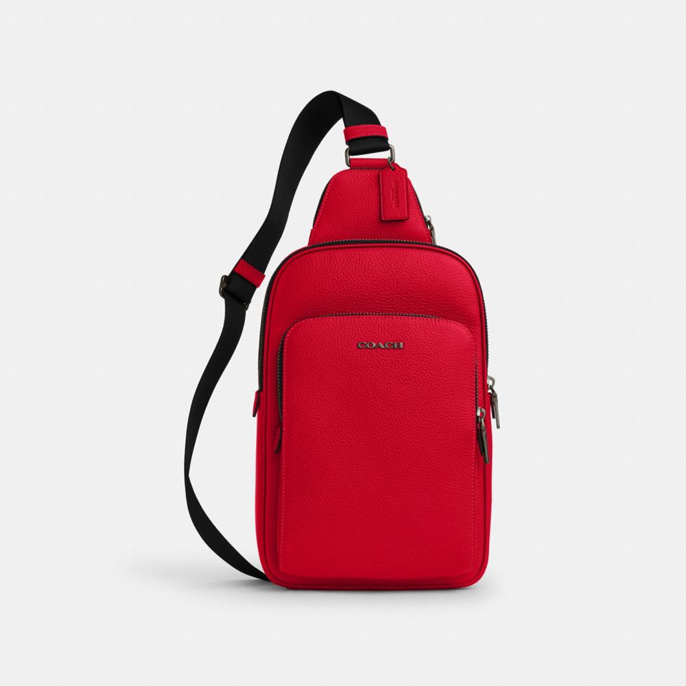 COACH®,SAC ETHAN,Cuir maroquiné,QB/Rouge audacieux,Front View