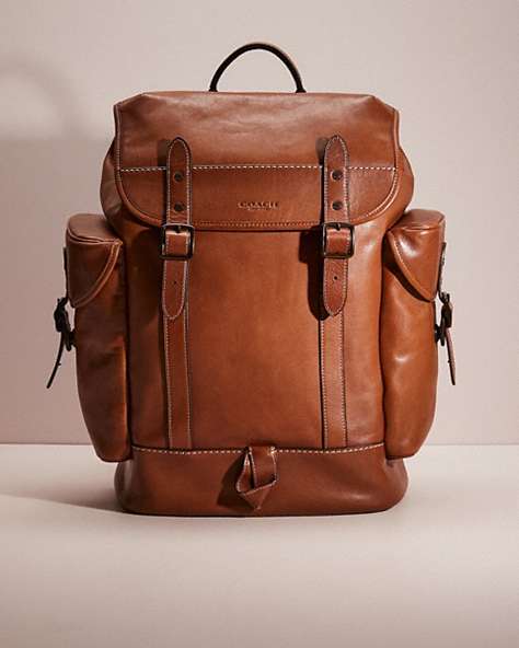 COACH®,RESTORED HITCH BACKPACK,Large,Dark Saddle,Front View
