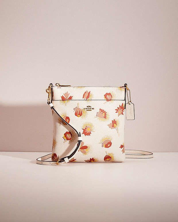 Coach Zip Top Crossbody In Signature Canvas With Vintage Mini Rose Print