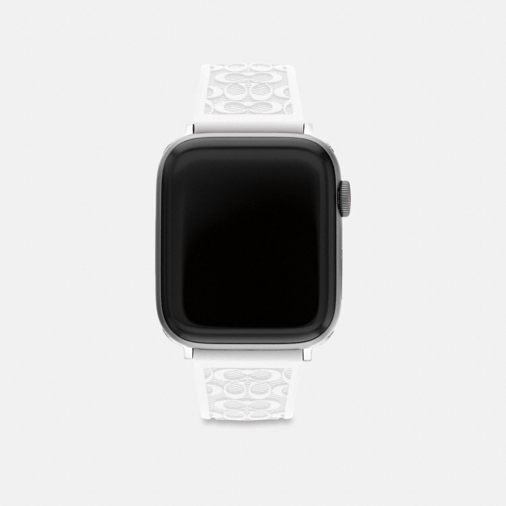 COACH®,APPLE WATCH® STRAP, 42MM AND 44MM,White,Front View
