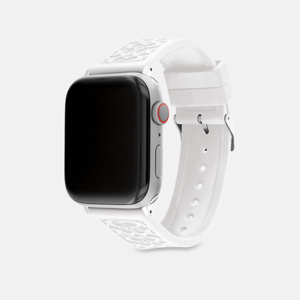 COACH®,APPLE WATCH® STRAP, 42MM AND 44MM,White,Angle View