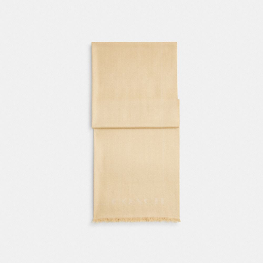 COACH®,Jumbo Horse And Carriage Wrap,Wool,Rectangle,Frayed,Logo,Casual,,Front View