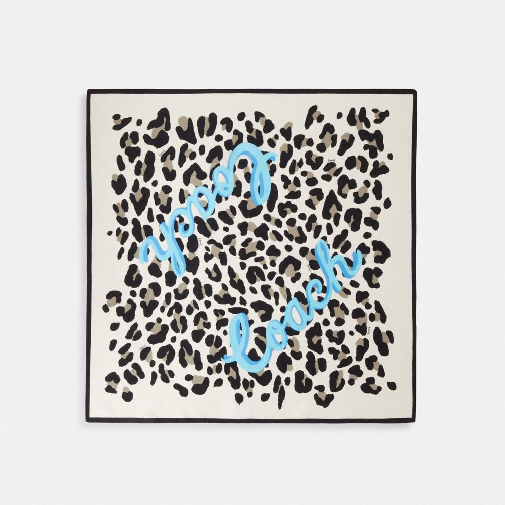 COACH®,レオパード プリント シルク バンダナ,スカーフ&マフラー,