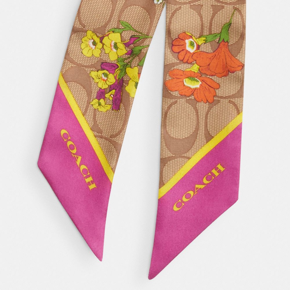COACH®,シグネチャー フローラル プリント シルク スキニー スカーフ,スカーフ&マフラー,
