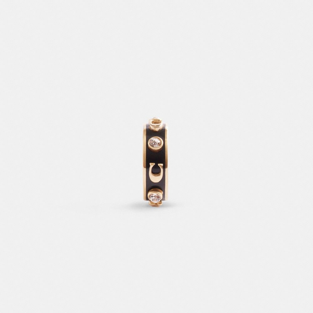 COACH®,SIGNATURE ENAMEL STONE EAR CUFF,Gold/Black,Front View