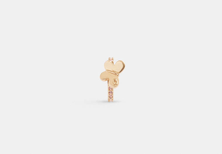 COACH®,PAVÉ BUTTERFLY EAR CUFF,Gold/Clear,Front View