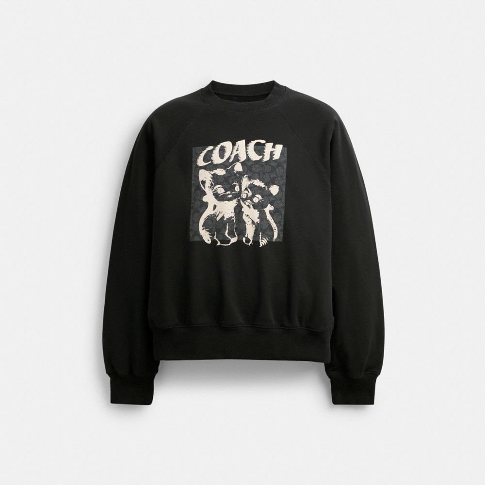 Shop Coach Outlet The Lil Nas X Drop Signature Cats Crewneck Sweatshirt In Black