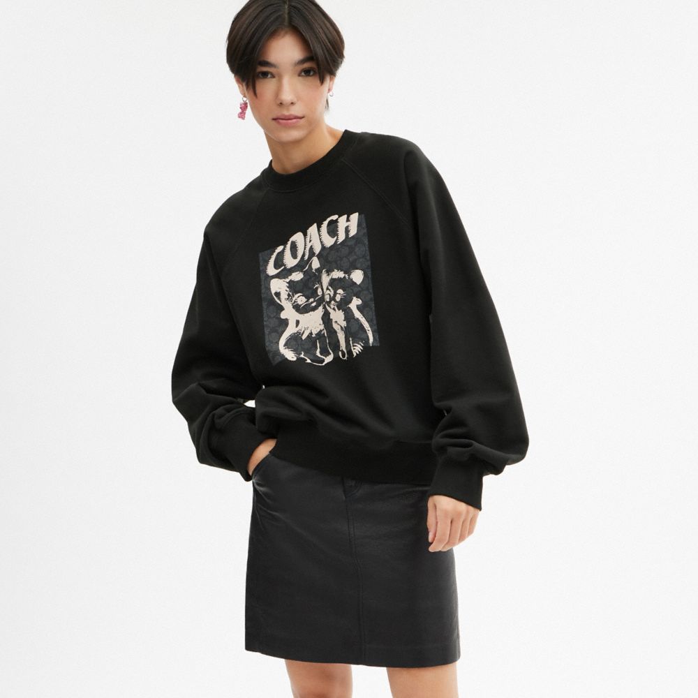 COACH®,【LIL NAS X DROP BY COACH】シグネチャー キャット クルーネック スウェットシャツ,トップス＆Tシャツ,