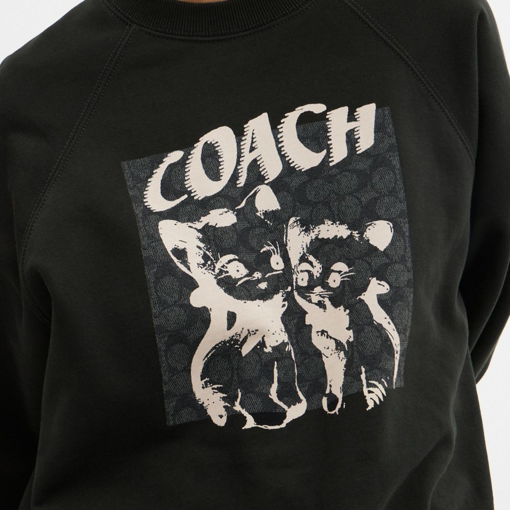 COACH®: The Lil Nas X Drop Signature Cats Crewneck Sweatshirt