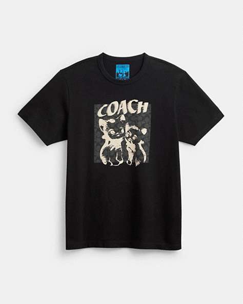 COACH®,THE LIL NAS X DROP SIGNATURE CATS T-SHIRT,cotton,Black,Front View