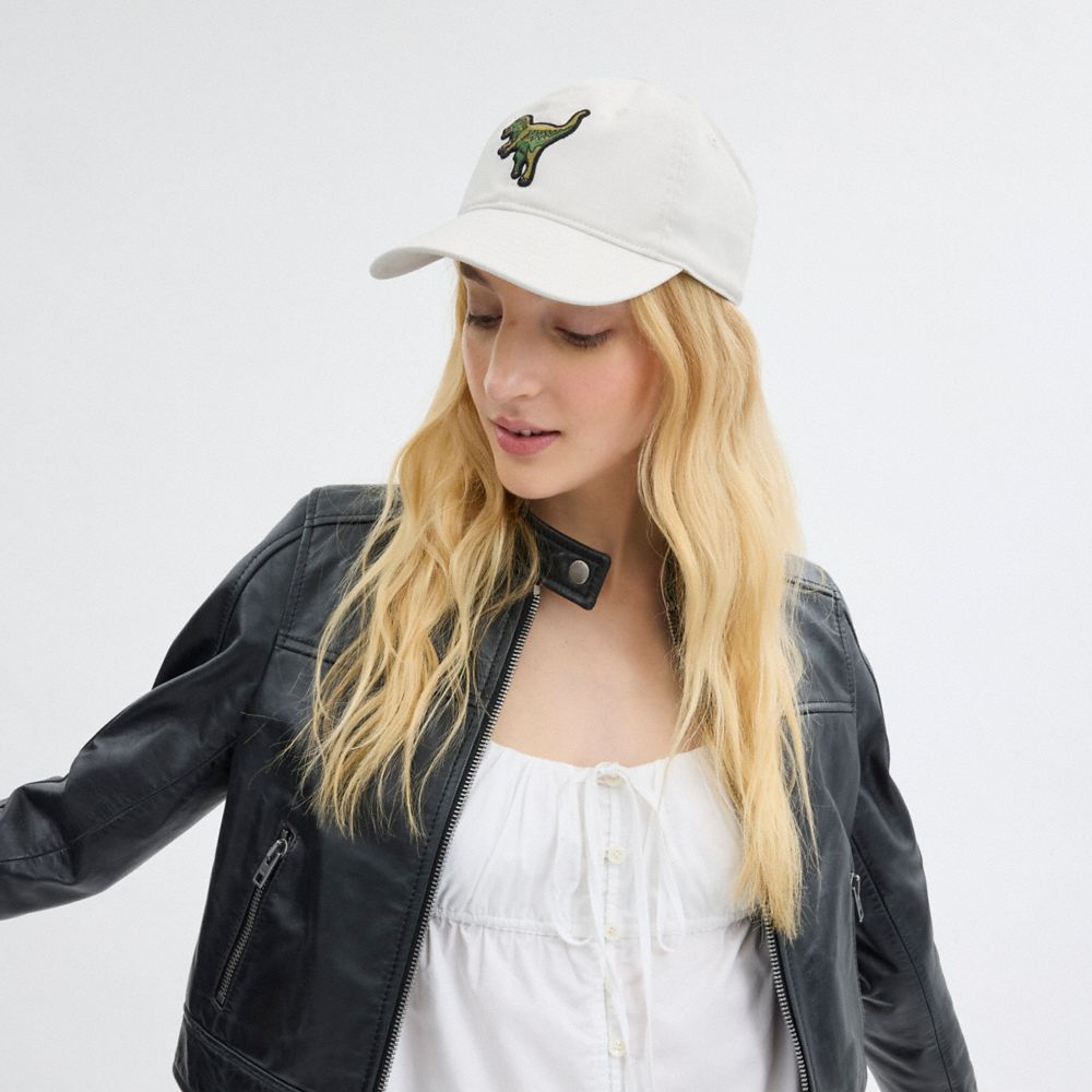 COACH®,REXY PATCH BASEBALL HAT,cotton,Chalk,Detail View