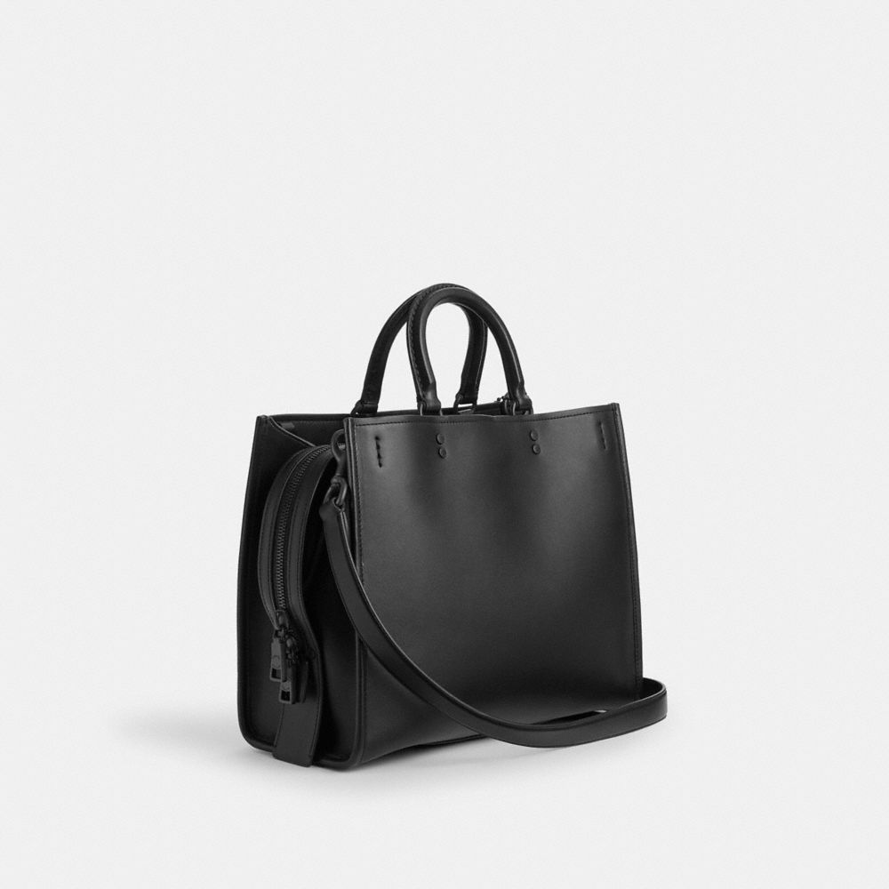 COACH®,ROGUE BAG,Glovetan Leather,Large,Matte Black/Black,Angle View