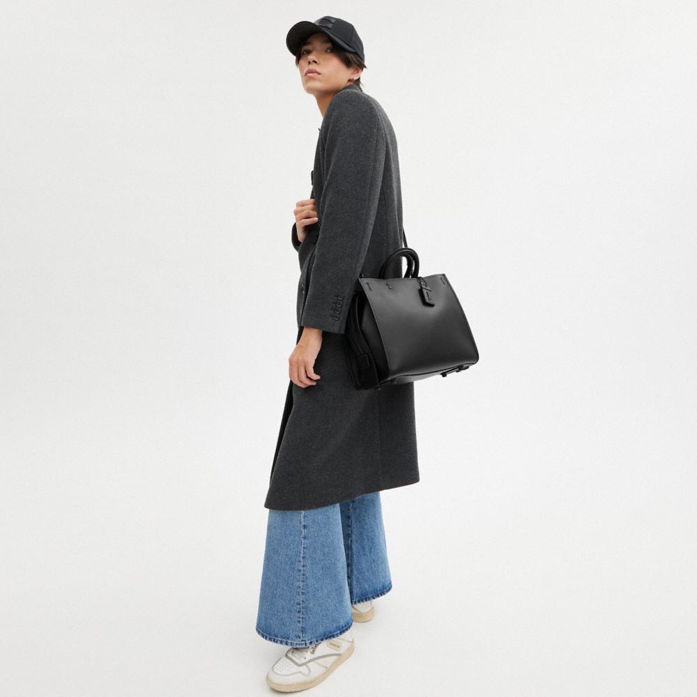 COACH®,Rogue Bag,Leather,Satchel,Logo,Metal,Work,Black