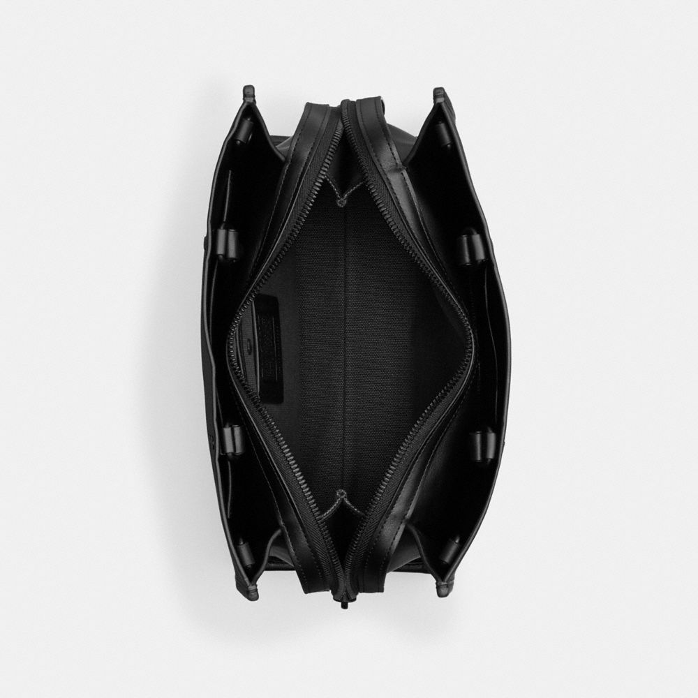 COACH®,Rogue Bag,Leather,Satchel,Logo,Metal,Work,Black,Inside View,Top View