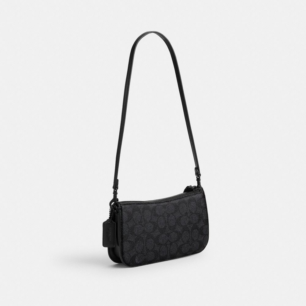 COACH®,PENN SHOULDER BAG IN SIGNATURE CANVAS,Coated Canvas,Mini,Matte Black/Charcoal/Black,Angle View