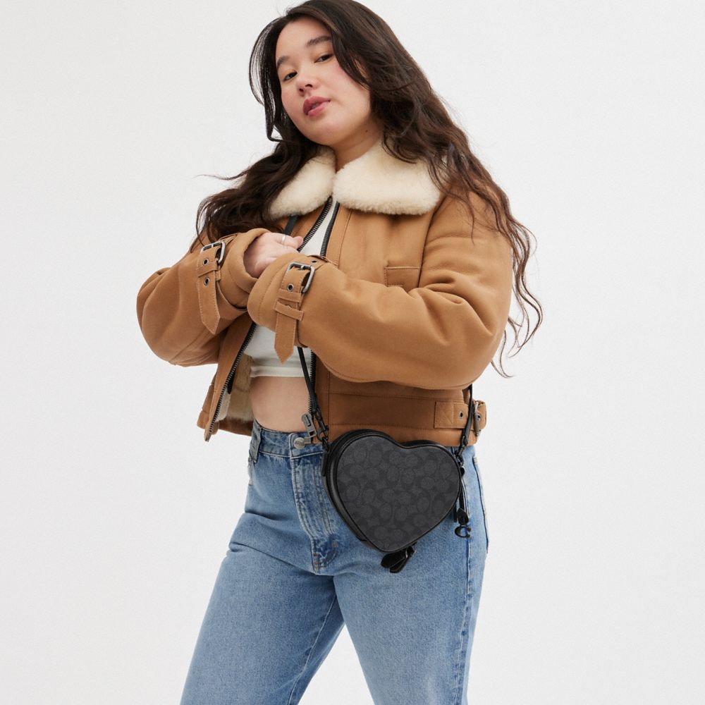 COACH®,Heart Crossbody Bag In Signature Canvas,