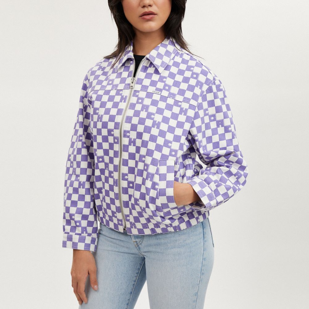 Denim jacket checkerboard best sale