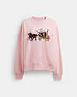 COACH®,GARDEN FLORAL HORSE AND CARRIAGE CREWNECK,Pink,Front View