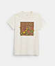 COACH®,GARDEN FLORAL SIGNATURE T-SHIRT IN ORGANIC COTTON,White,Front View