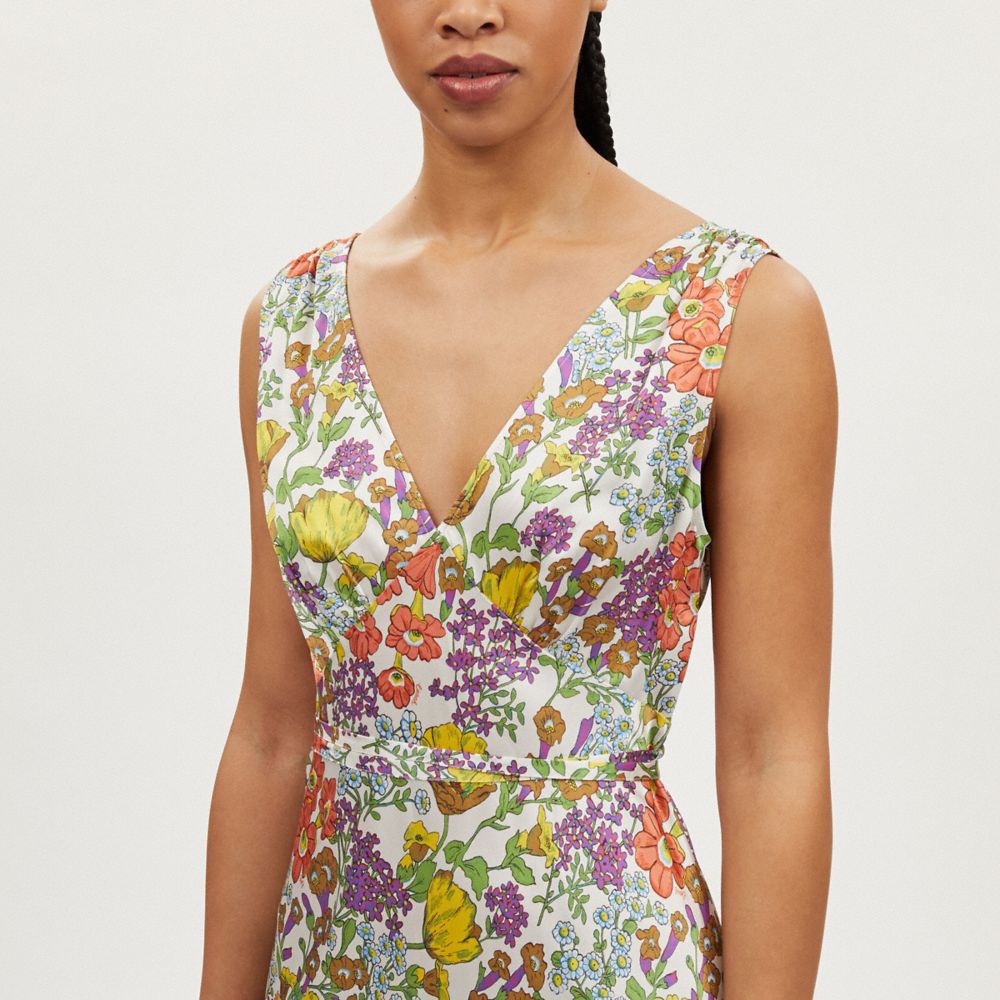 Garden Floral Print Midi Dress