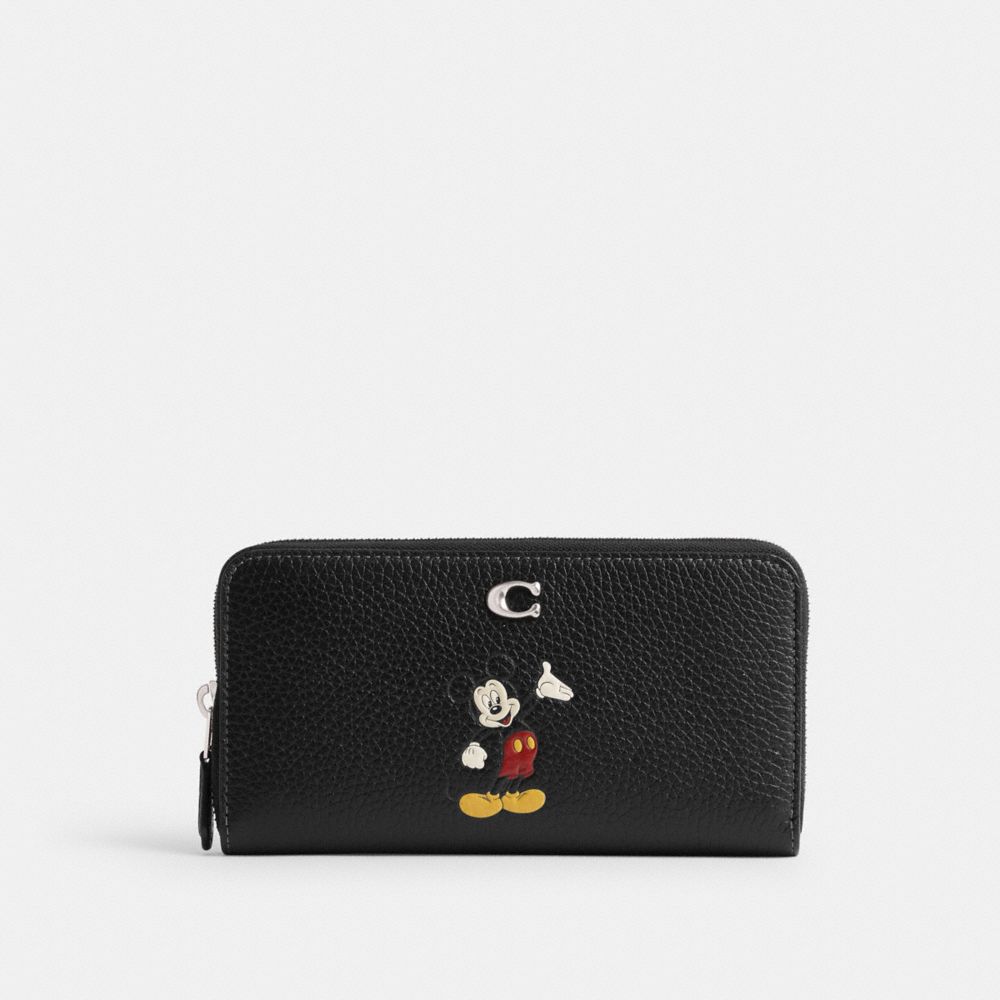 【DISNEY X COACH 】アコーディオン ジップ ウォレット / リジェネラティブ レザー / ミッキーマウス